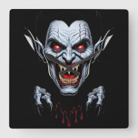 Eerie Vampire Face Wall Clock