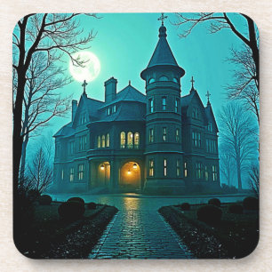 Eerie Victorian Mansion Moonlight Coaster