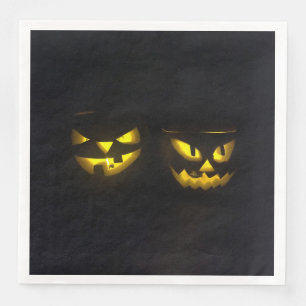 Eerie yellow glow Halloween pumpkin face Napkin