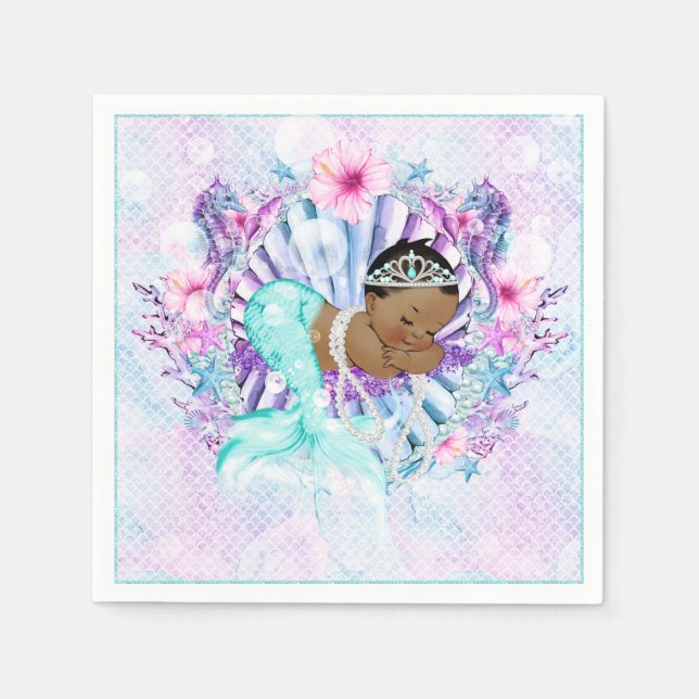 Eethnic Mermaid Baby Shower Napkins (Front)