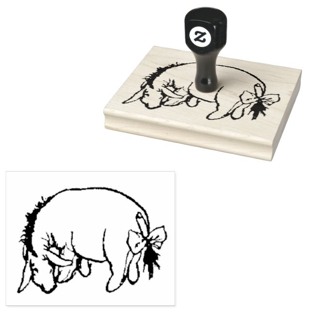 Eeyore Inspecting his Tail Rubber Stamp (Stamped)