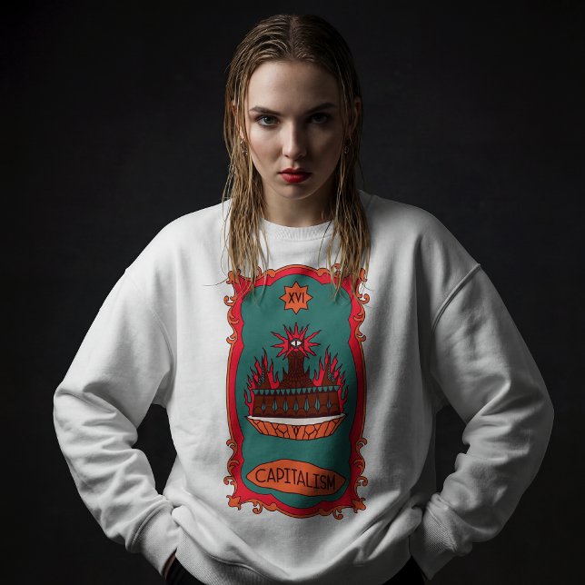 Eff Capitalism Burn It Tarot Card Tower Symbol Sweatshirt (Creator Uploaded)