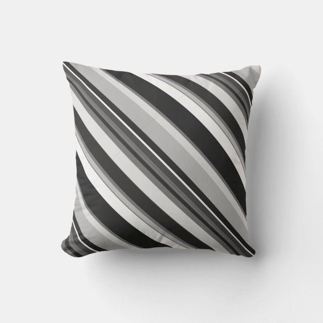Effective Grey Contemporary Diagonal Stripes Cushion (Front)