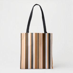 Effective Orange Contemporary Vertical Stripes Tote Bag