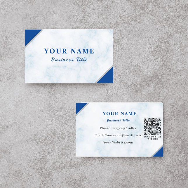 Effective White Marble QR Code Business Card (Creator Uploaded)
