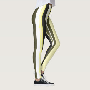 Effective Yellow Contemporary Vertical Stripes Leggings