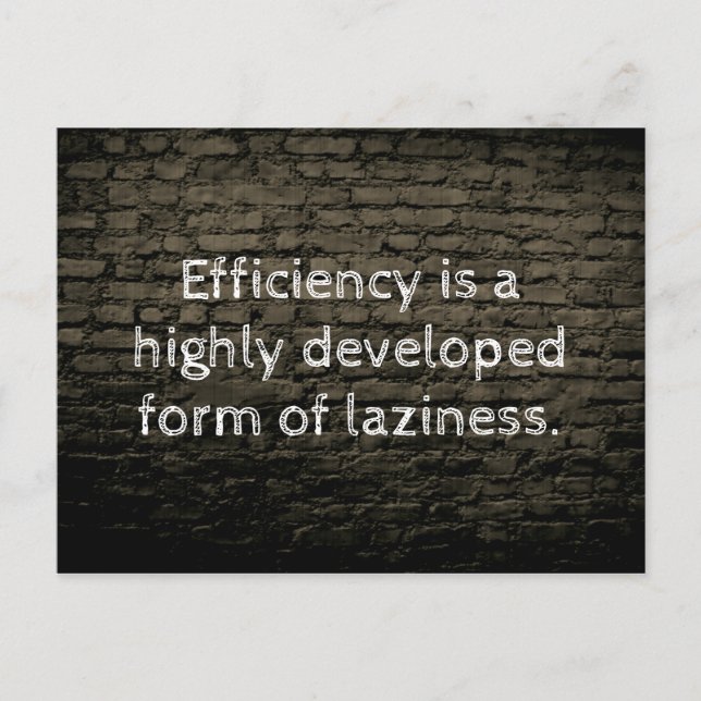 Efficiency joke postcard (Front)