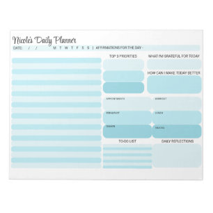 Efficient Modern Blue Daily Planner To-Do List Notepad