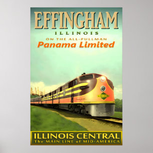 EFFINGHAM Illinois Central Railroad PANAMA Limited Poster