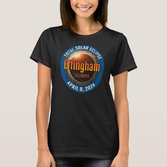 Effingham Illinois IL Total Solar Eclipse 2024 3 T-Shirt (Front)