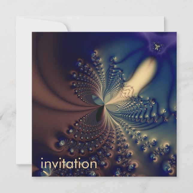 Efflorescence II · Fractal Art · Blue & Cream Invitation (Front)