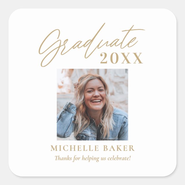 Effortless Charm Editable Colour Graduation Square Sticker (Front)