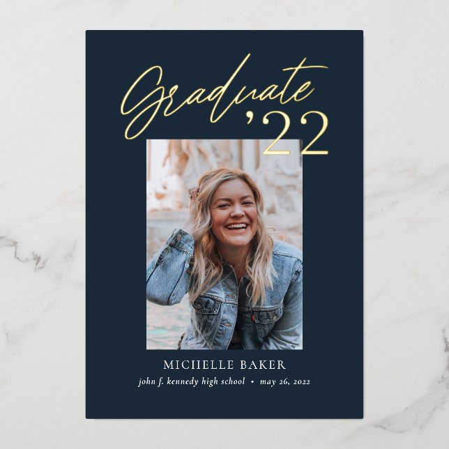 Effortless Charm Foil Graduation Announcement (Front)