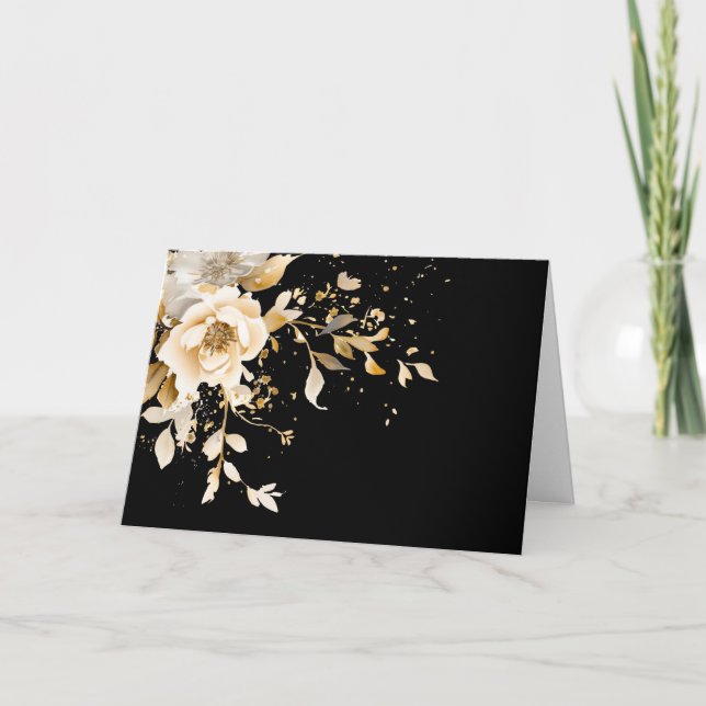 Effortless Elegance Floral Blank Note Card (Front)