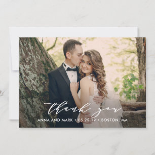 Effortless Script Wedding Thank You Photo Card