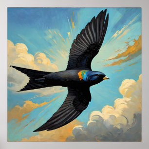 Effortless Wanderer: Colourful Swift Bird Portait Poster