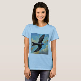 Effortless Wanderer: Colourful Swift Bird Portait T-Shirt