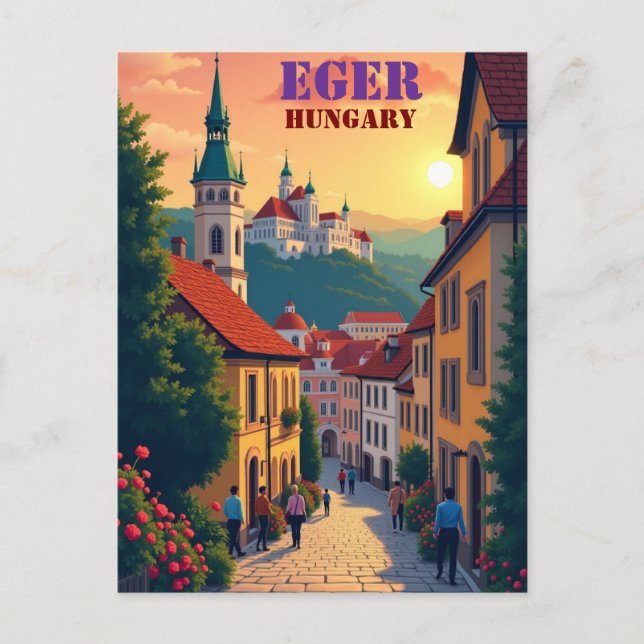 Eger, Hungary Postcard – Historic Castle & Baroque (Front)