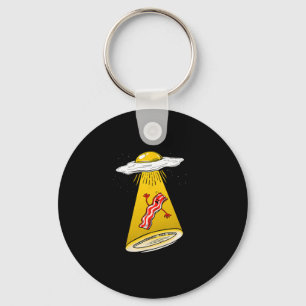 Egg Abducting Bacon Funny Alien Ufo Breakfast Gala Key Ring