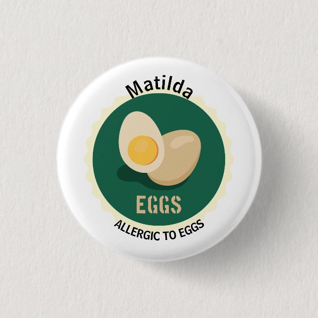 Egg Allergy Alert Editable Name 3 Cm Round Badge (Front)