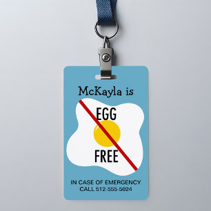 Egg Allergy Awareness Warning ID Badge