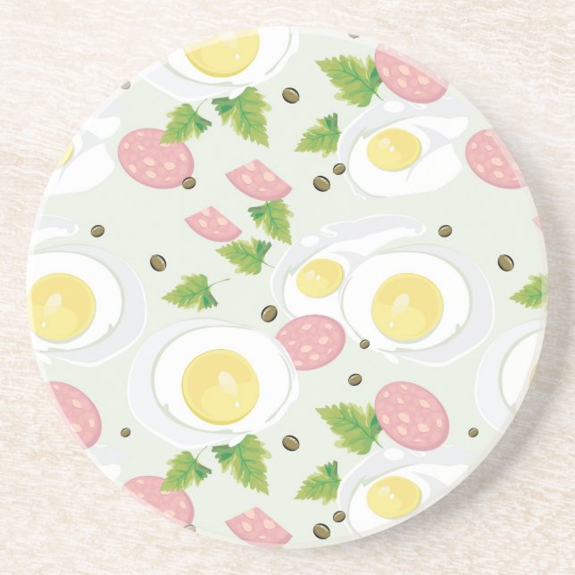 Egg and Sausage Pattern Coaster (Front)