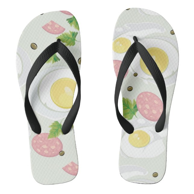 Egg and Sausage Pattern Jandals (Footbed)