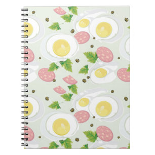Egg and Sausage Pattern Spiral Notebook