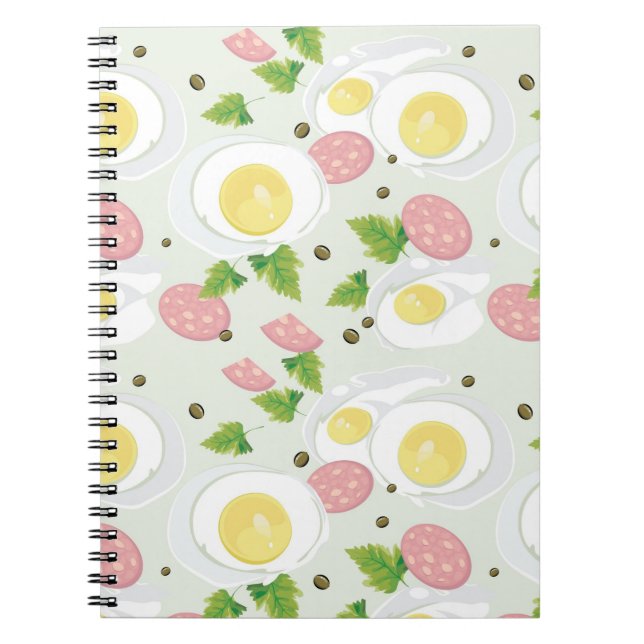 Egg and Sausage Pattern Spiral Notebook (Front)