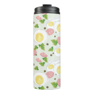 Egg and Sausage Pattern Thermal Tumbler