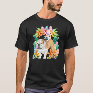 Egg Basket Rabbit Riding English Bulldog Happy Eas T-Shirt