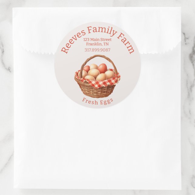 Egg Basket Round Label Sticker (Bag)