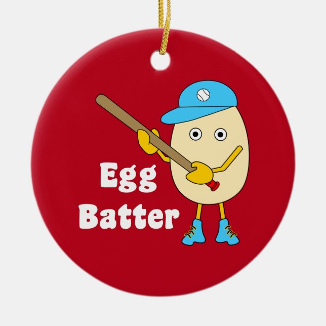 Egg Batter Egghead Ceramic Ornament (Front)