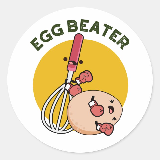 Egg Beater Funny Boxing Pun  Classic Round Sticker (Front)