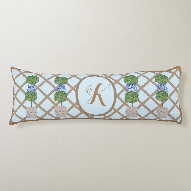 Egg Blue Chinoiserie Ginger Jar Jars Topiary  Body Cushion (Front)