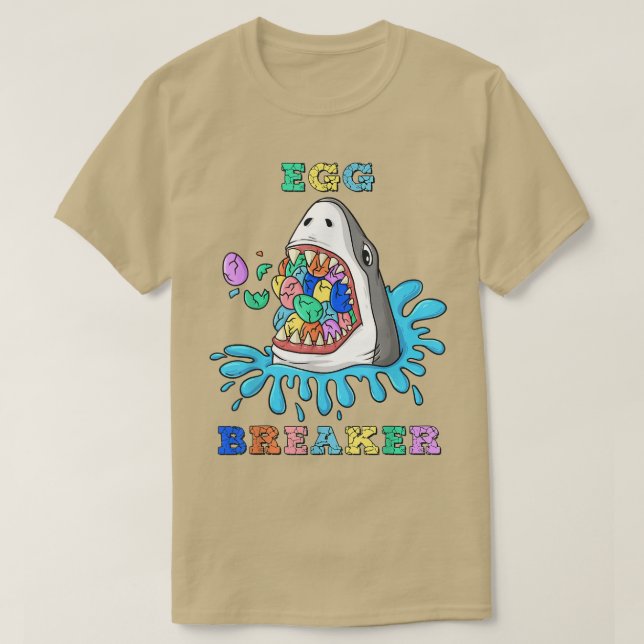 Egg Breaker Shark Easter Funny Boys Girls Kids T-S T-Shirt (Design Front)