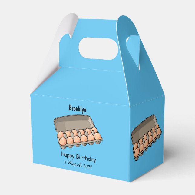 Egg carton cartoon illustration favour box (Front Side)