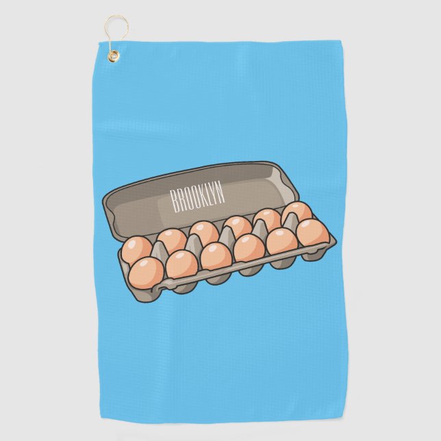 Egg carton cartoon illustration golf towel (Front)