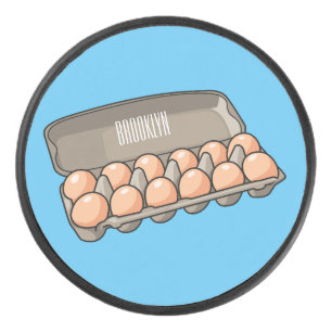 Egg carton cartoon illustration hockey puck