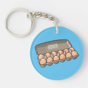 Egg carton cartoon illustration key ring