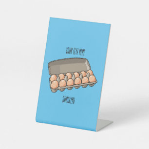 Egg carton cartoon illustration pedestal sign