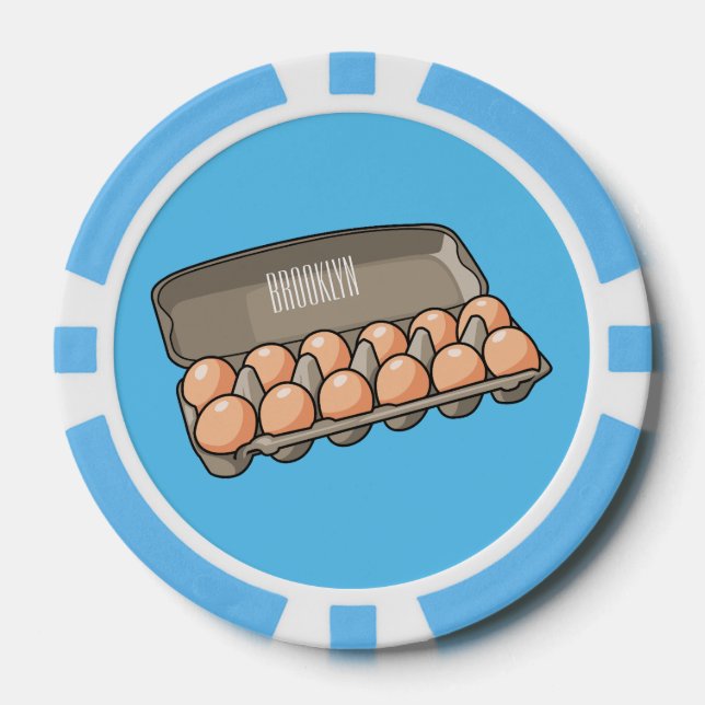 Egg carton cartoon illustration  poker chips (Front)