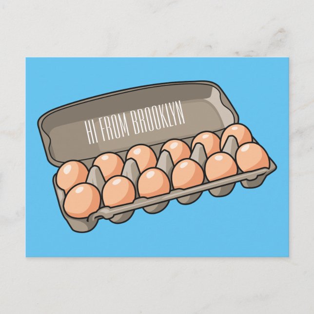 Egg carton cartoon illustration  postcard (Front)