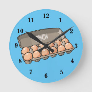 Egg carton cartoon illustration round clock