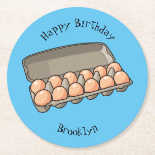 Egg carton cartoon illustration round paper coaster