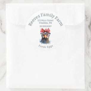 Egg Carton Funny Chicken Round Label Sticker