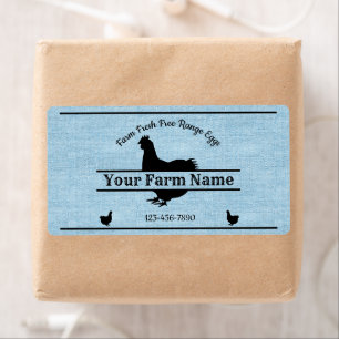 Egg Carton Label Blue Burlap Chicken Farmhouse