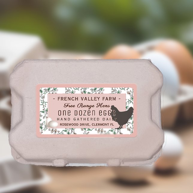 Egg Carton Label Botanical Hen Eggs Rose Farmhouse (Creator Uploaded)