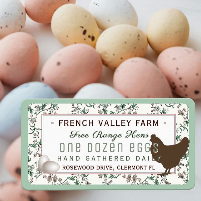 Egg Carton Label Botanical with Hen and Eggs (Creator Uploaded)