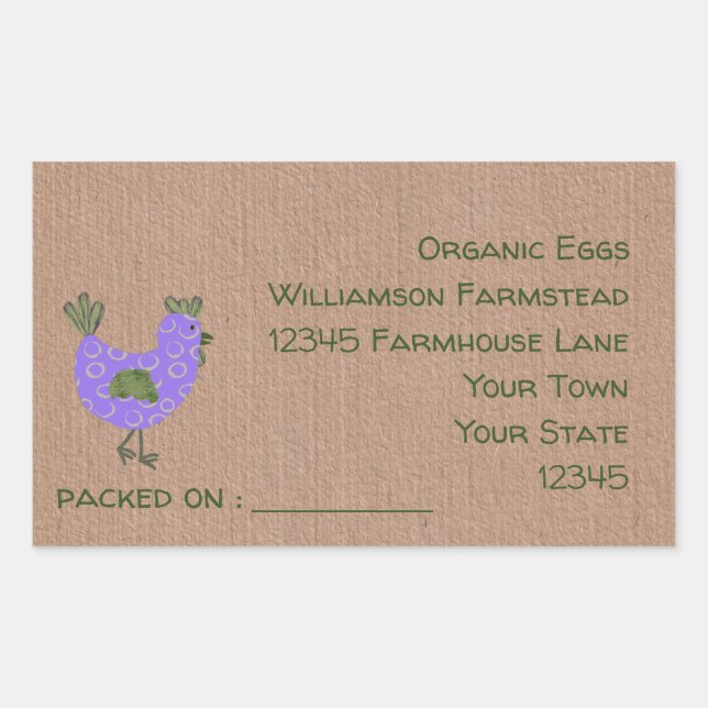 Egg  Carton Label Chickens Farm | Farmers Market  (Front)